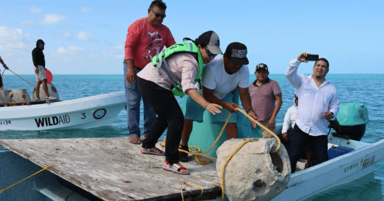 inicia formación del primer arrecife artificial en río lagartos