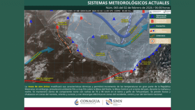 Intervalos de chubascos y frío marcarán el clima en gran parte de México este 2 de febrero
