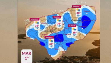 Clima en Yucatán se espera lluvia ligera y calor Habrá temperatura máxima de 36 a 38°C en los municipios del interior del estado