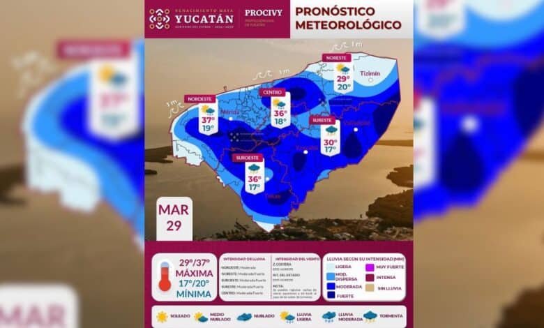 clima hoy en yucatán pronóstico prevé lluvias fuertes y calor este domingo