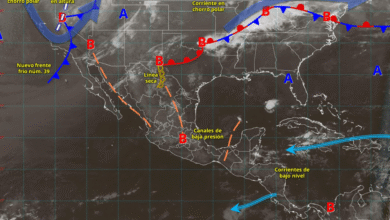 Jueves con lluvias muy fuertes en Chiapas y posibles torbellinos en el noreste