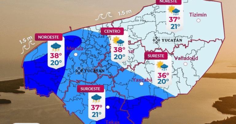 Prevén lluvias con viento y actividad eléctrica en Yucatán este sábado