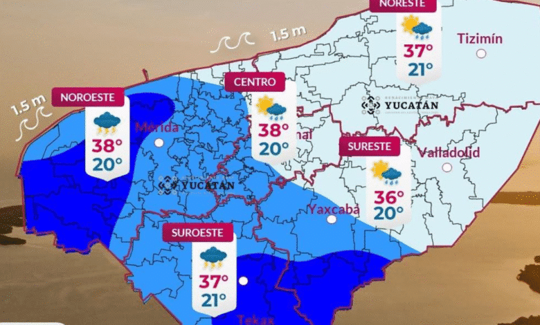 Prevén lluvias con viento y actividad eléctrica en Yucatán este sábado