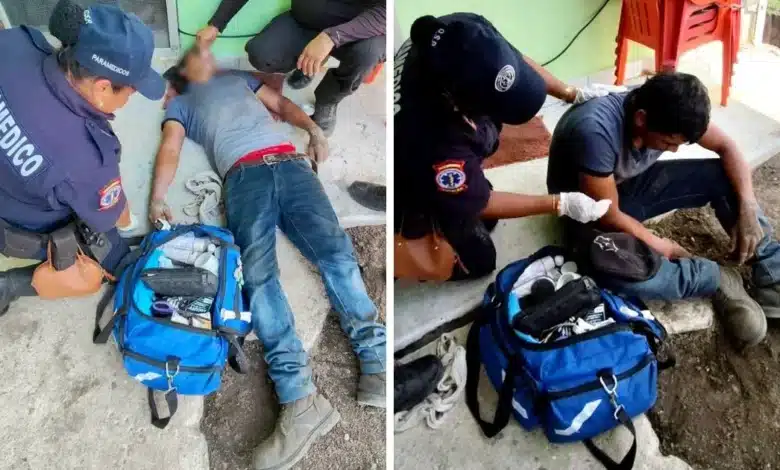 atienden en kanasín a hombre que se desmayó por golpe de calor