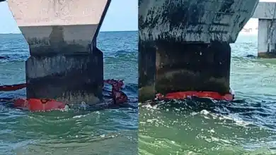 marina controla filtración de hidrocarburo en progreso, yucatán, cerca del puente de arcos