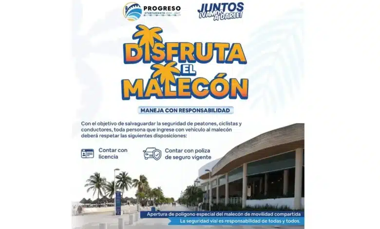progreso reabre el malecón al “roll” vehicular en mayo