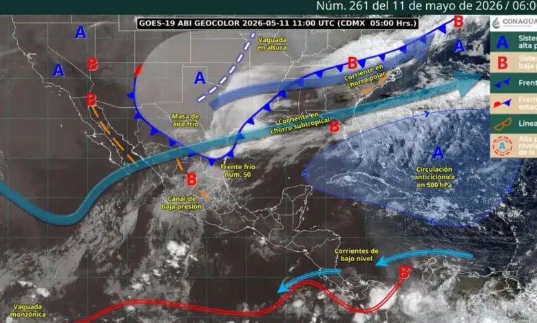 pronóstico de lluvias para hoy 11 de mayo de 2026