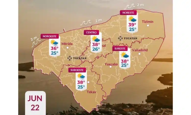 clima hoy en yucatán calor de hasta 39 grados