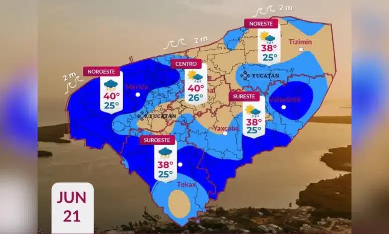 clima hoy en yucatán lluvias dispersas y hasta 40 grados