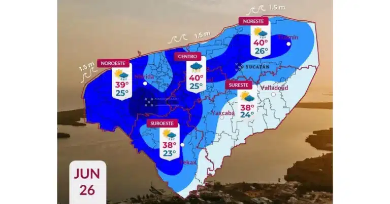 clima hoy en yucatán se espera lluvia y calor
