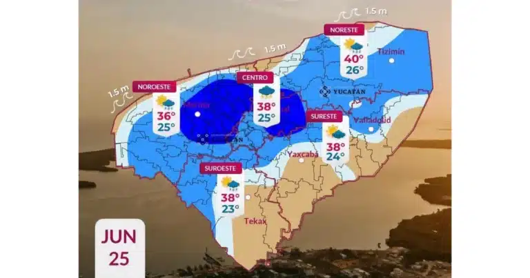clima hoy en yucatán se espera lluvia y calor