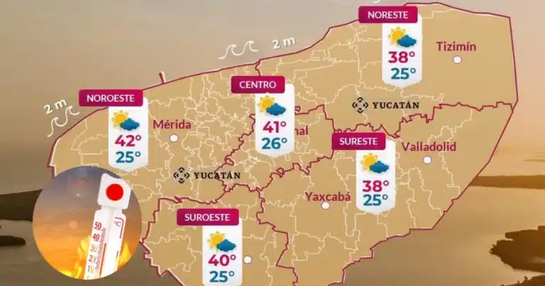 Clima hoy en Yucatán temperaturas de hasta 42°C este sábado 20 de junio
