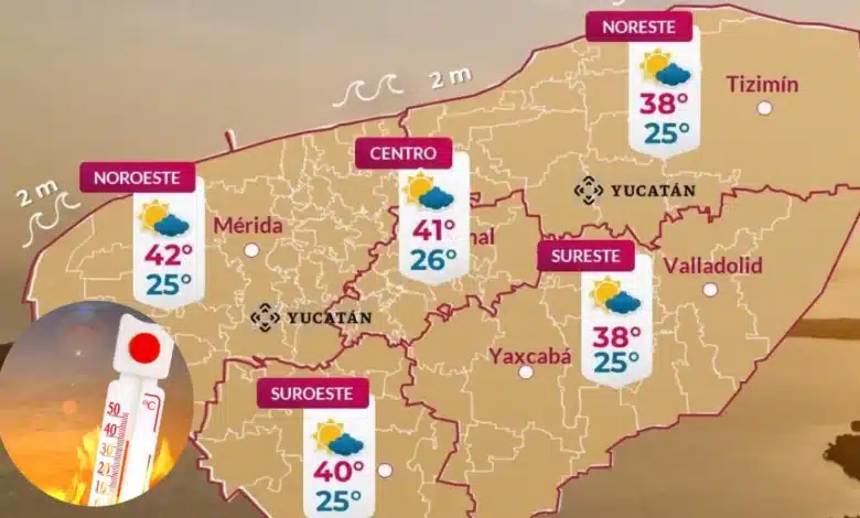 Clima hoy en Yucatán temperaturas de hasta 42°C este sábado 20 de junio