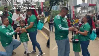 Piden matrimonio durante México vs Corea, Ángel de la Independencia es testigo (Fotos de internet)
