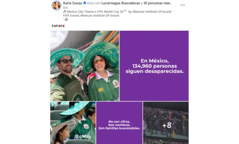 karla souza desata debate en redes tras combinar mensajes sobre desaparecidos con su asistencia al mundial 2026