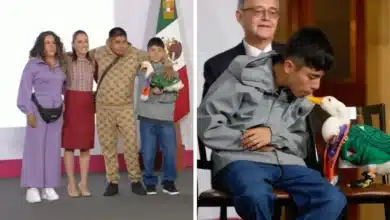 video el pato merlín y sus dueños asisten a la mañanera a invitación de la presidenta