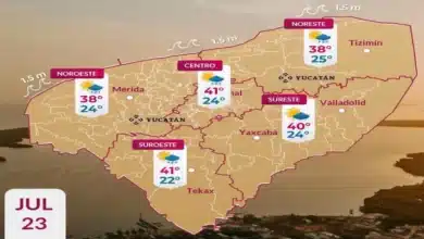 clima hoy en yucatán calor de hasta 41°c y posible lluvia ligera este jueves