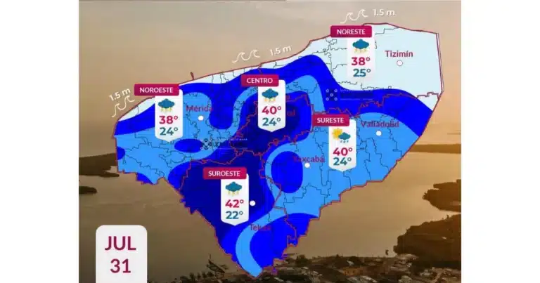 clima hoy en yucatán calor de hasta 42 grados y lluvias dispersas