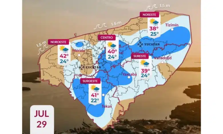 clima hoy en yucatán calor de hasta 42 grados y lluvias dispersas este miércoles