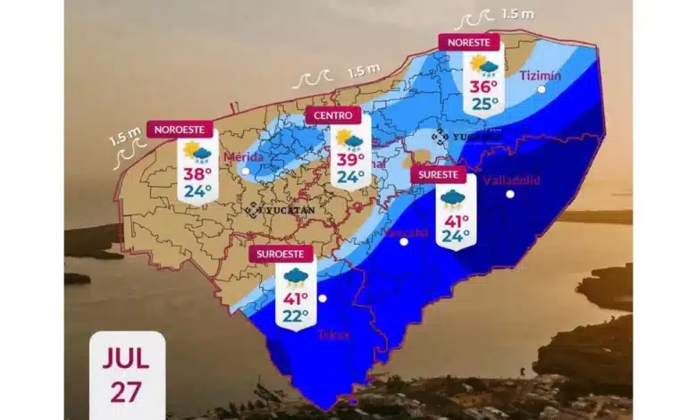 clima hoy en yucatán lluvias fuertes y calor de hasta 41 grados