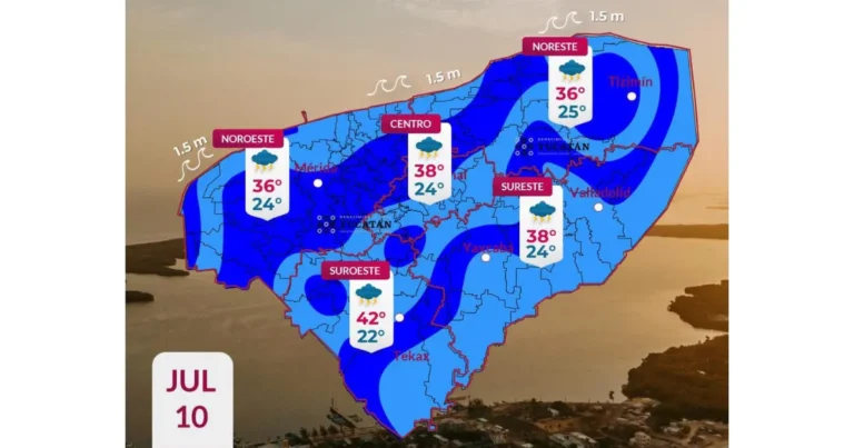 clima hoy en yucatán prevén lluvias por la tarde y temperaturas de hasta 42 grados