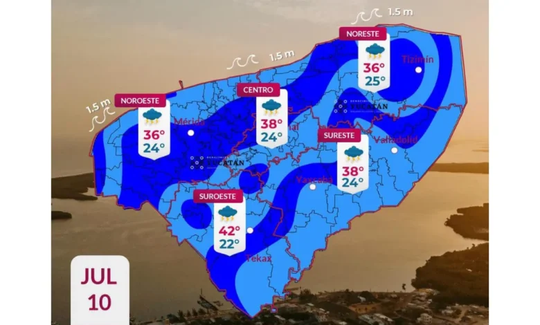 clima hoy en yucatán prevén lluvias por la tarde y temperaturas de hasta 42 grados