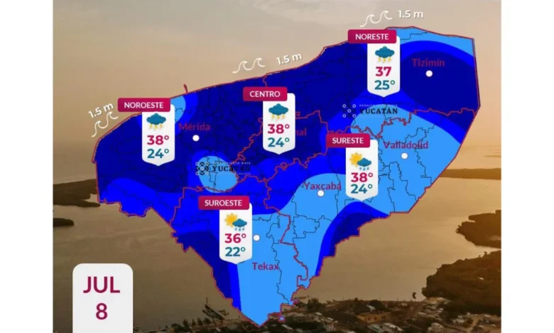 clima hoy en yucatán se espera lluvias puntuales durante el día