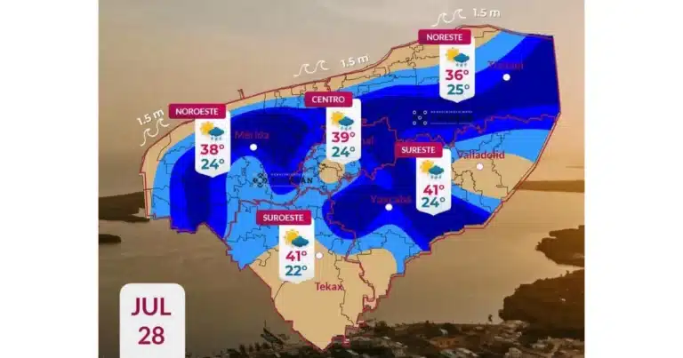 clima hoy en yucatán se esperan lluvias dispersas y calor