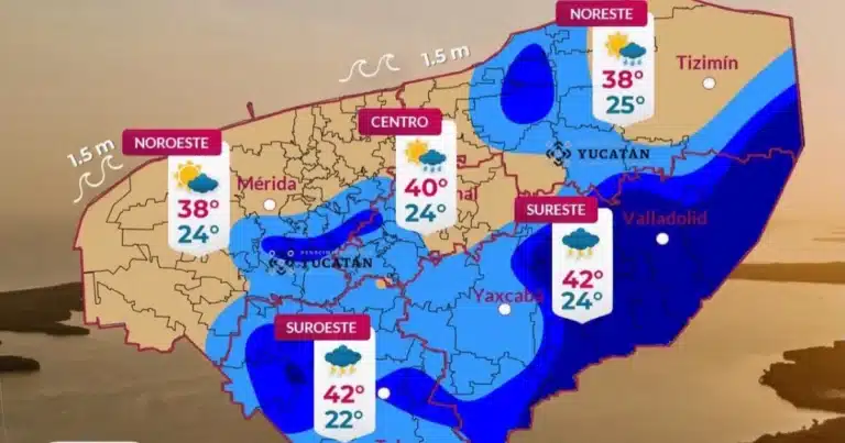 Clima hoy en Yucatán se esperan lluvias y calor