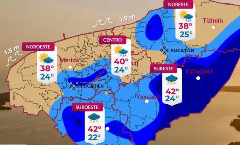 Clima hoy en Yucatán se esperan lluvias y calor