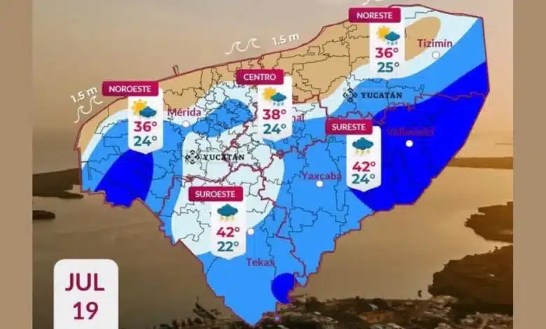 se calor de hasta 42 c y lluvias dispersas este domingo 19 de julio