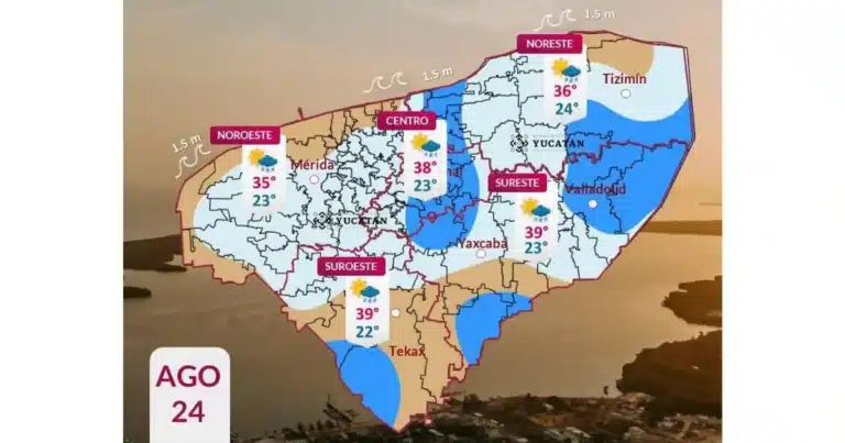 calor de hasta 39 grados y lluvias dispersas se esperan este lunes en yucatán