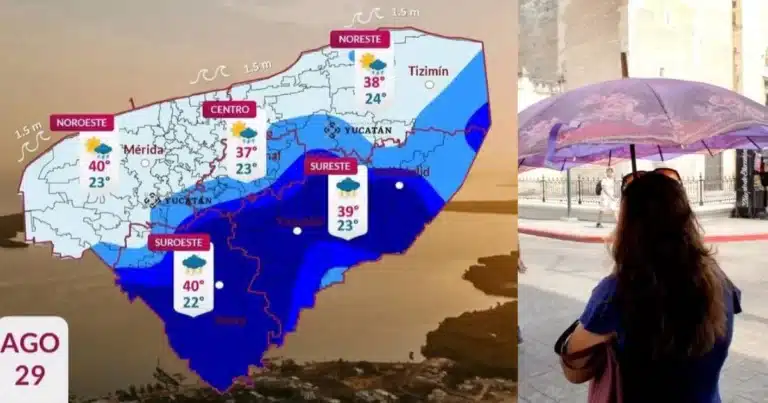 Clima en Yucatán este sábado 29 de agosto: calor de 35 grados y lluvias