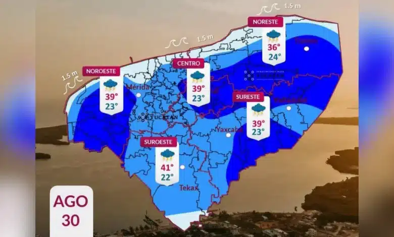 clima hoy en yucatán calor extremo y lluvias fuertes este domingo 30 de agosto