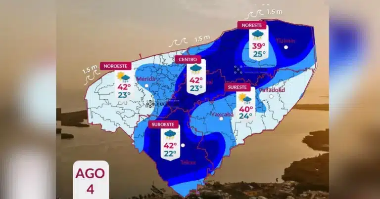 clima hoy en yucatán prevén lluvias fuertes por la tarde y temperaturas de hasta 42°c