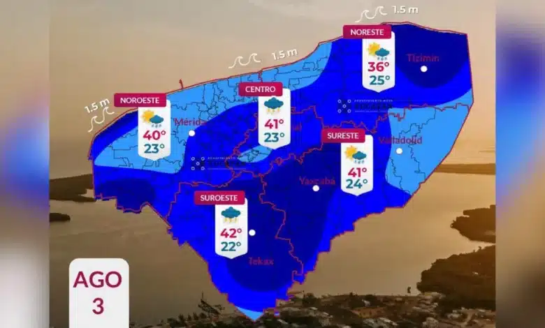 clima hoy en yucatán prevén lluvias fuertes y hasta 42 grados de calor