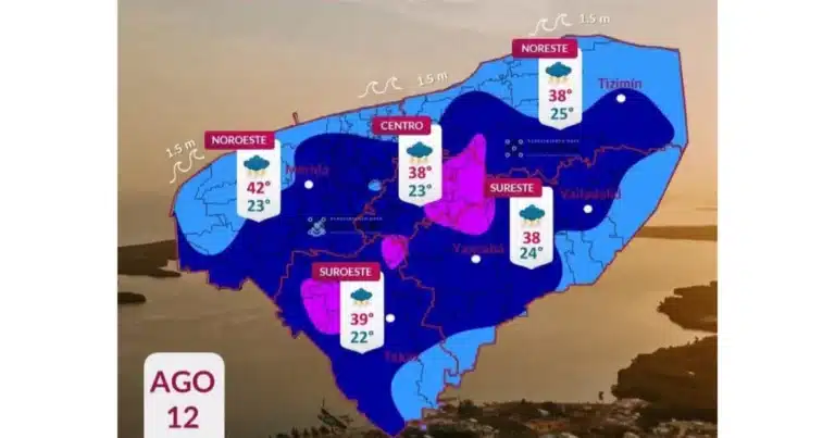 clima hoy en yucatán se esperan lluvias fuertes y calor de hasta 41°c
