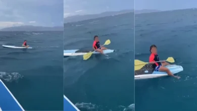 Rescatan a niña abandonada en el mar de La Paz (Fotos de redes sociales)