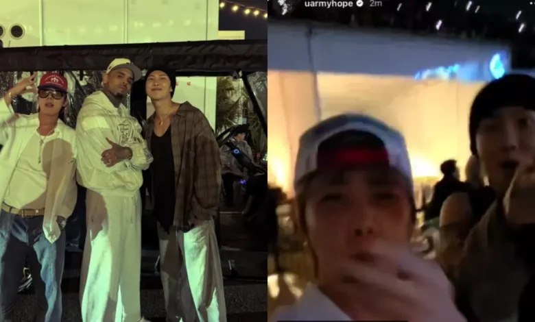RM y J-Hope de BTS posan felices junto a Chris Brown, desatan polémica (Fotos de redes sociales)