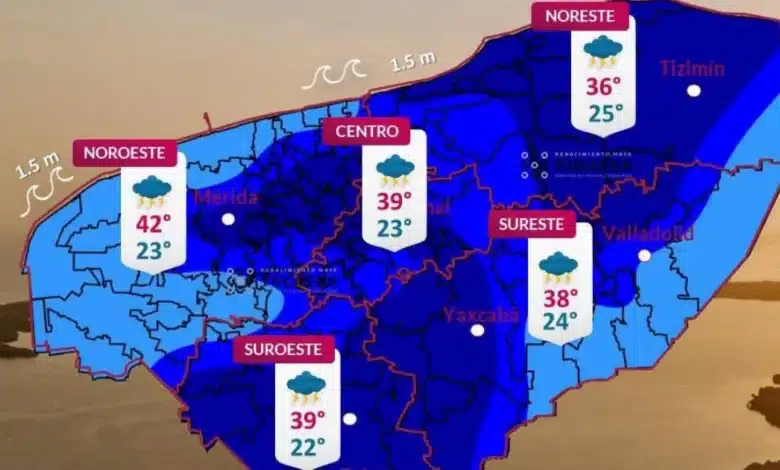 Lluvias fuertes y calor de hasta 42 grados se esperan este martes en Yucatán (Imagen de Procivy)