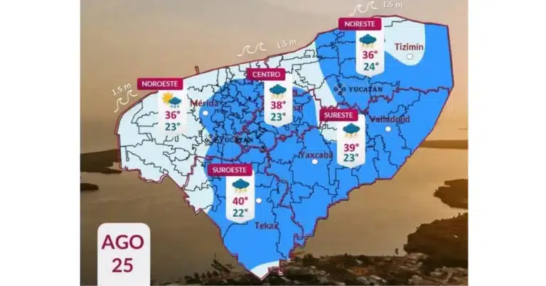 martes con calor extremo y chubascos dispersos en yucatán