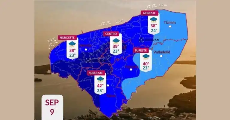 clima hoy en yucatán fuertes lluvias y calor de hasta 42 grados
