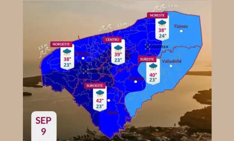 clima hoy en yucatán fuertes lluvias y calor de hasta 42 grados