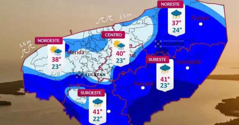Lluvias y calor extremo marcarán este miércoles 2 de septiembre en Yucatán (Imagen de Procivy)