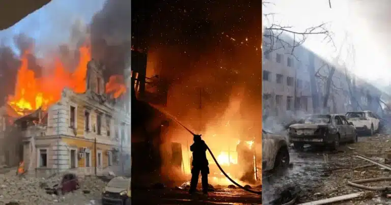 Rusia lanza drones y misiles contra Ucrania, hay fallecidos y decenas de heridos (Fotos de internet)