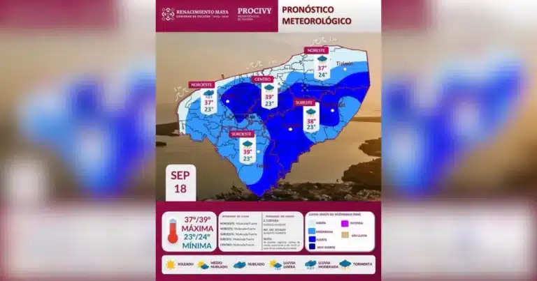 lluvias y rachas de hasta 60 kmh se prevén este viernes en yucatán