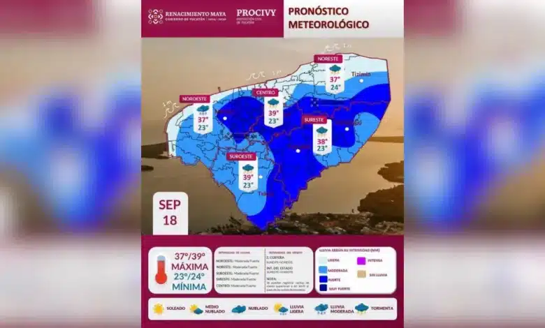 lluvias y rachas de hasta 60 kmh se prevén este viernes en yucatán