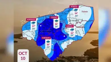 Clima hoy en Yucatán, lluvias fuertes por la tarde y calor de hasta 36 grados