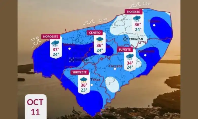 clima hoy en yucatán prevén lluvias fuertes y temperaturas de hasta 37 grados