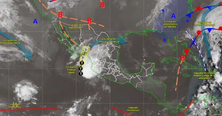 Pronóstico del clima: Vance avanza cómo tormenta tropical y genera lluvias fuertes (Imagen de Conagua)
